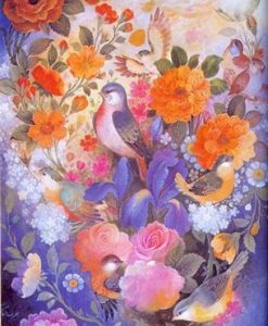 نقاشی گل و مرغ